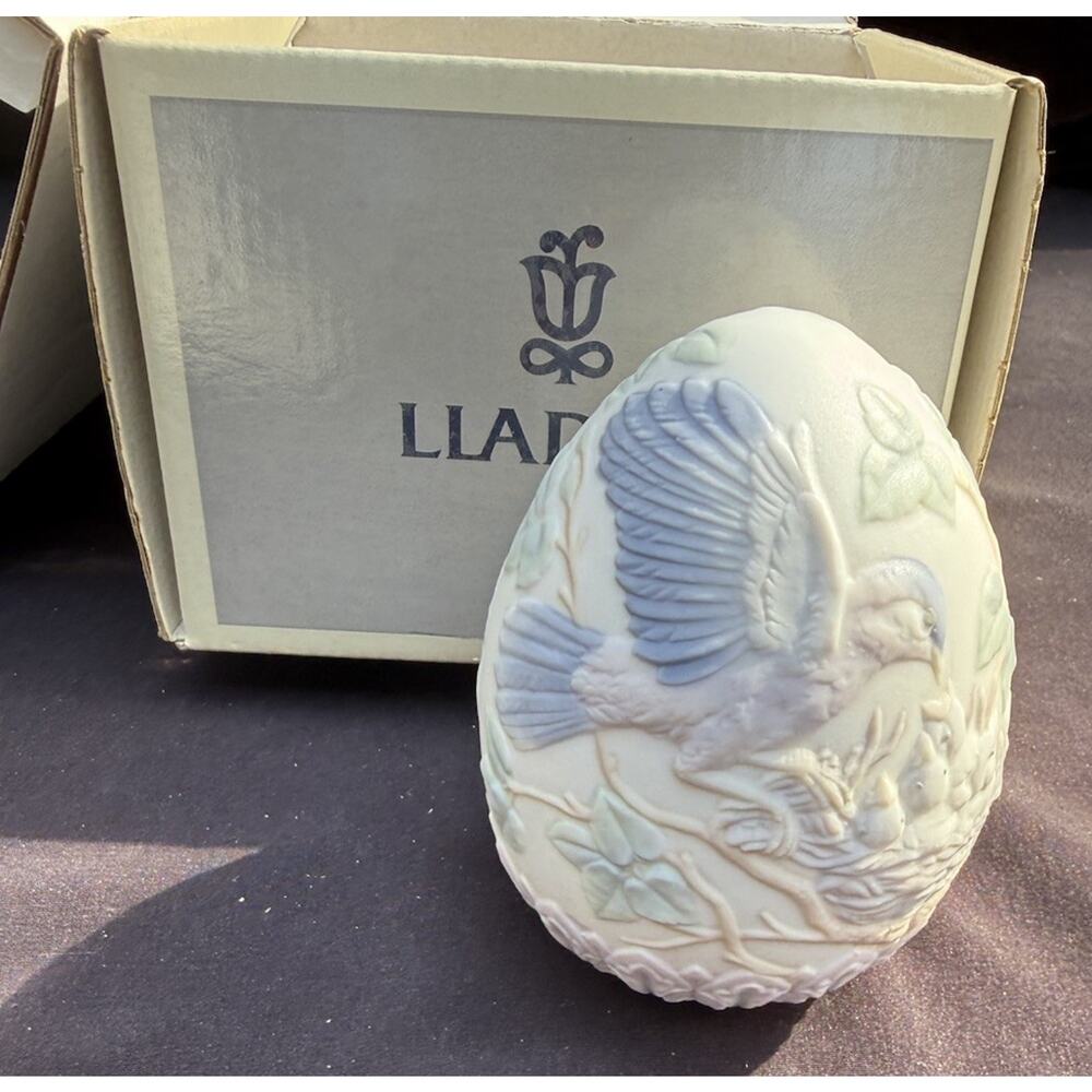 Lladró #16083 Limited Edition 1993 Easter Egg Mother Bird & Babies In Nest MIB 1